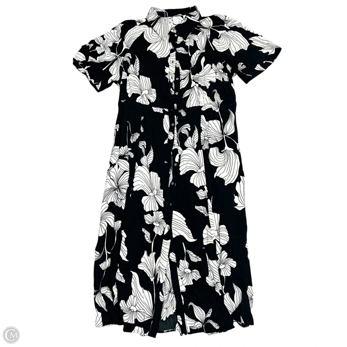 Dress Casual Midi By H&m In Black & Cream, Size: Xxl