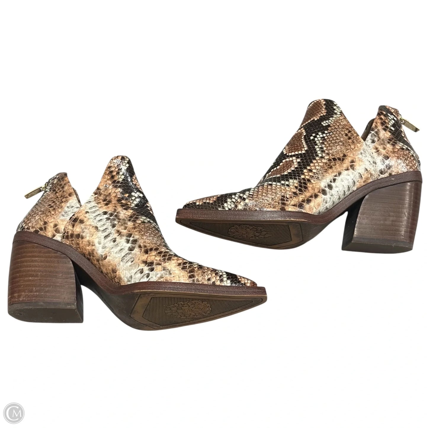 Boots Ankle Heels By Vince Camuto In Snakeskin Print, Size: 7