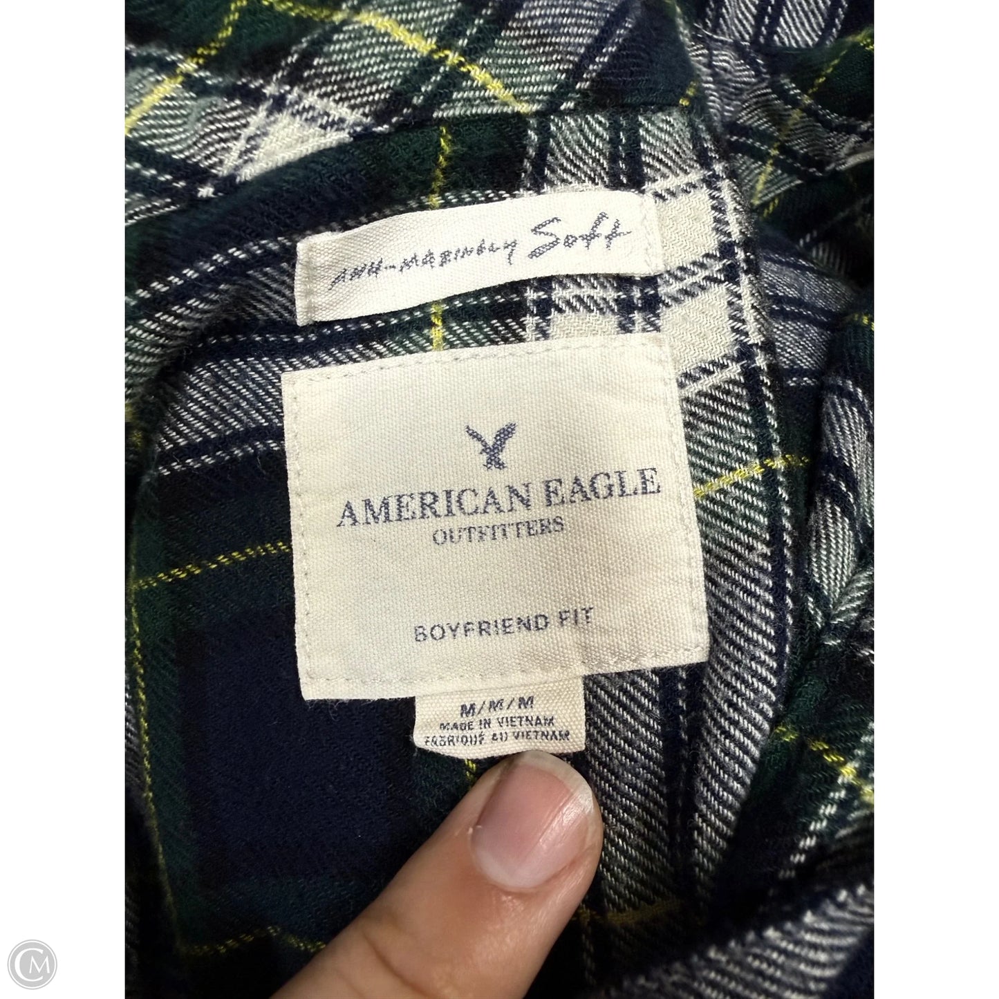 Top Long Sleeve By American Eagle In Blue & Green, Size: M