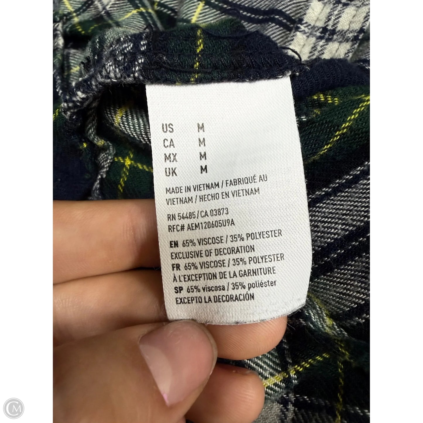 Top Long Sleeve By American Eagle In Blue & Green, Size: M