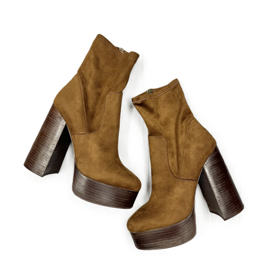 Boots Ankle Heels By Steve Madden In Brown, Size: 8.5