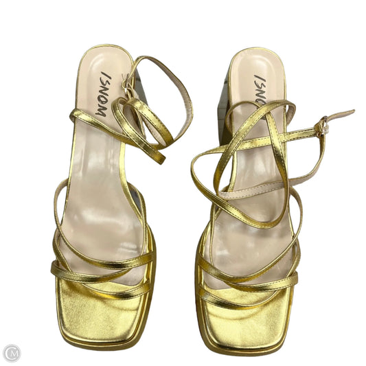 Sandals Heels Block By Shein In Gold, Size: 11