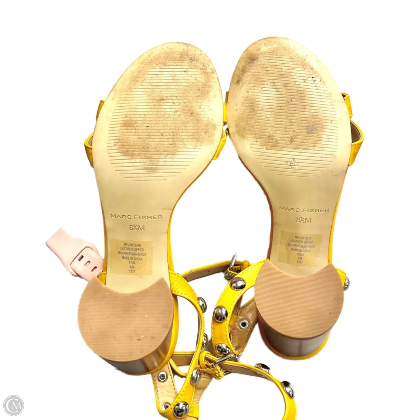 Sandals Heels Block By Marc Fisher In Yellow, Size: 8.5