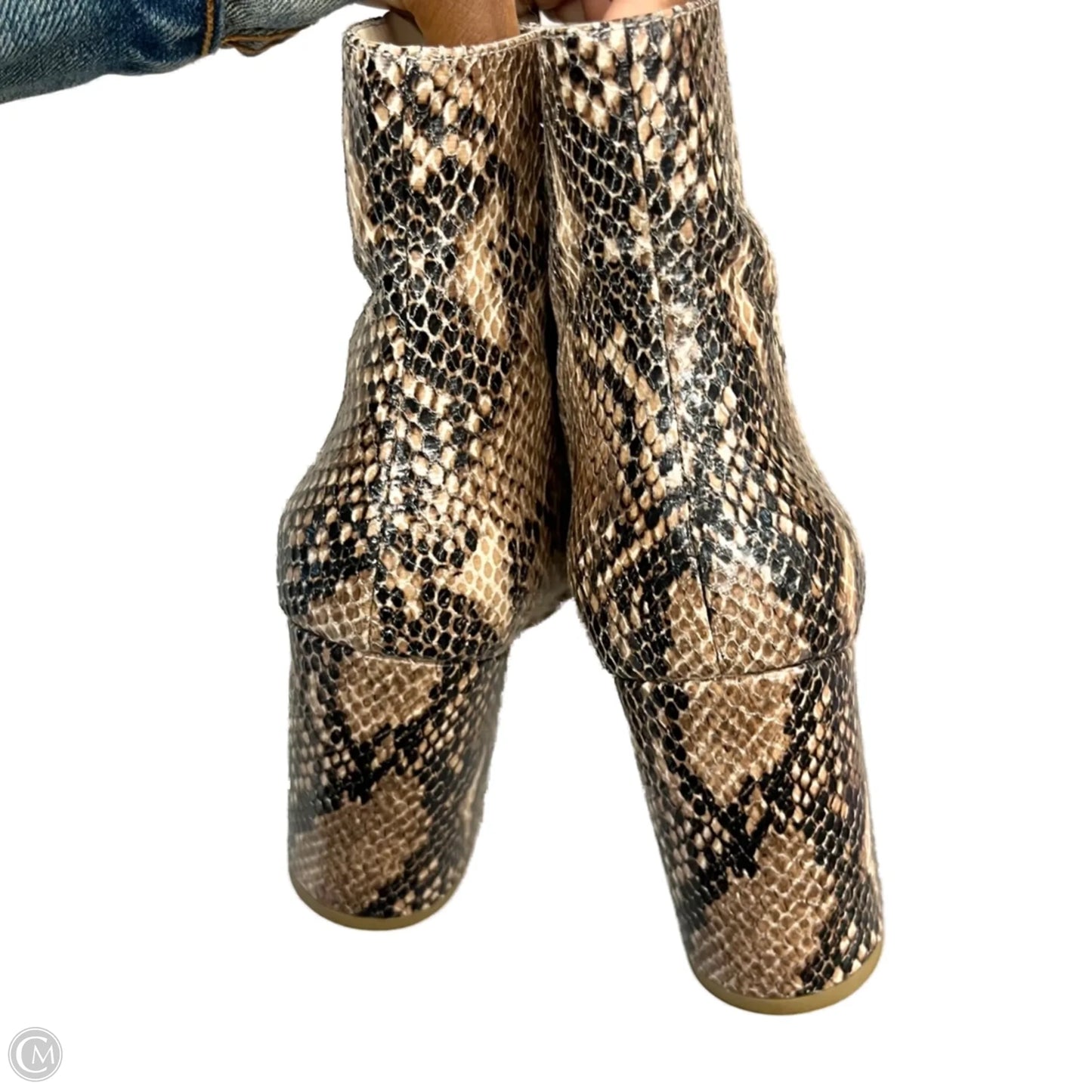 Boots Ankle Heels By Nine West In Snakeskin Print, Size: 8