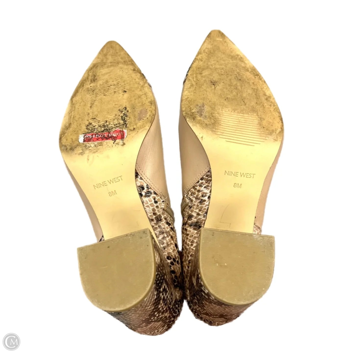 Boots Ankle Heels By Nine West In Snakeskin Print, Size: 8