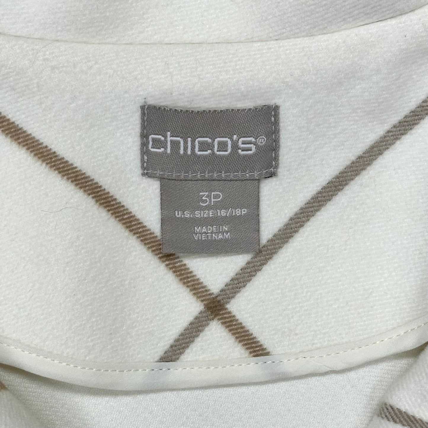 Jacket Fleece By Chicos In Tan & White, Size: 16