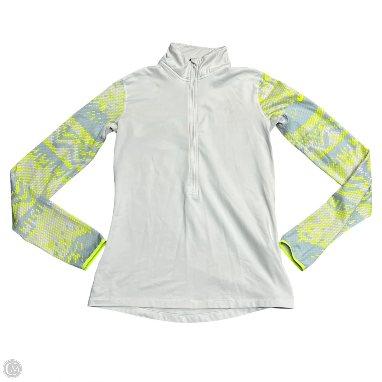 Athletic Top Long Sleeve Collar By Nike Apparel In White, Size: M