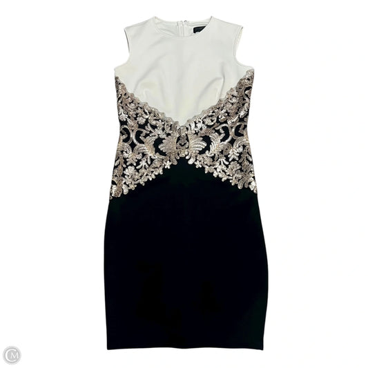 Dress Party Midi By Tadashi Shoji In Black & Cream, Size: L