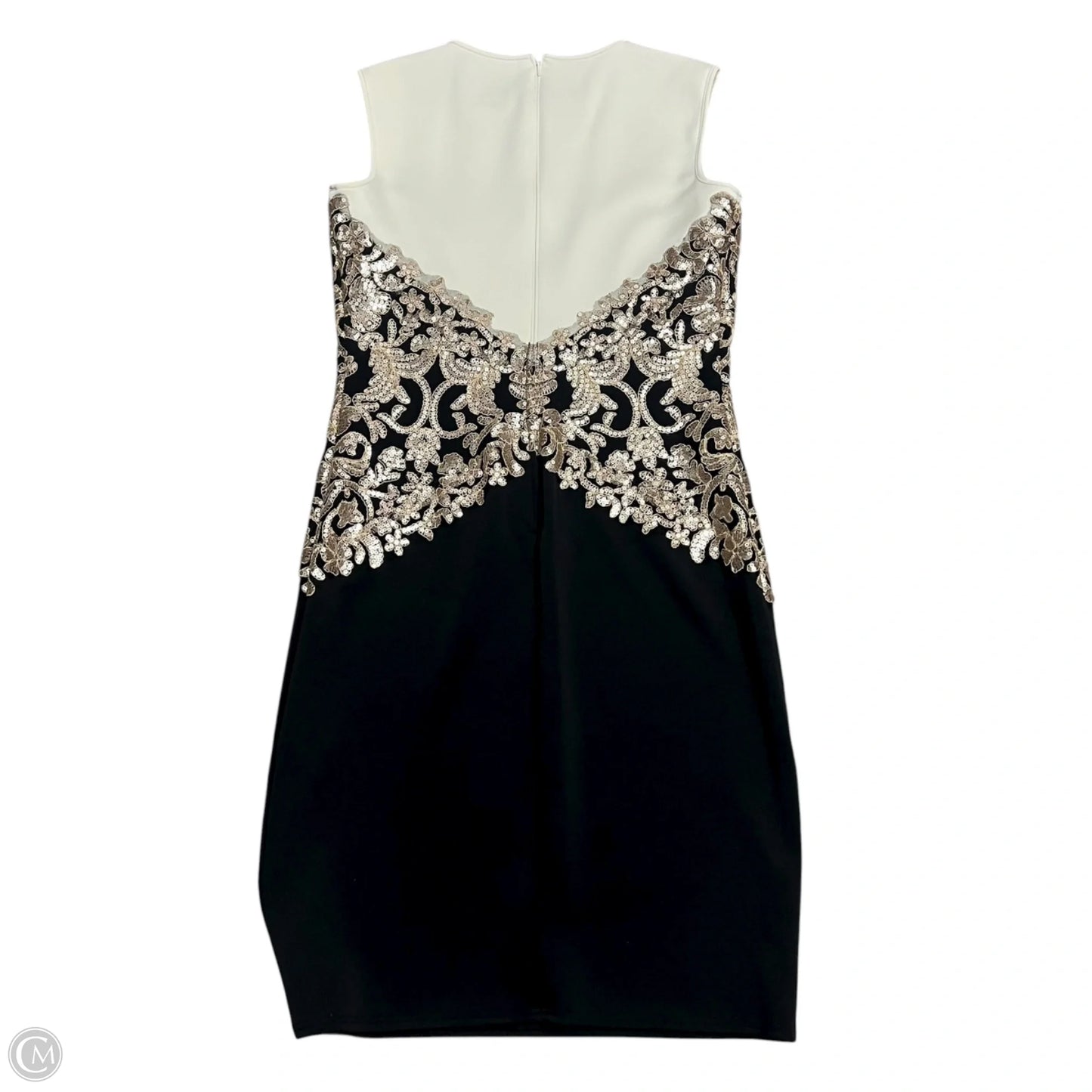 Dress Party Midi By Tadashi Shoji In Black & Cream, Size: L
