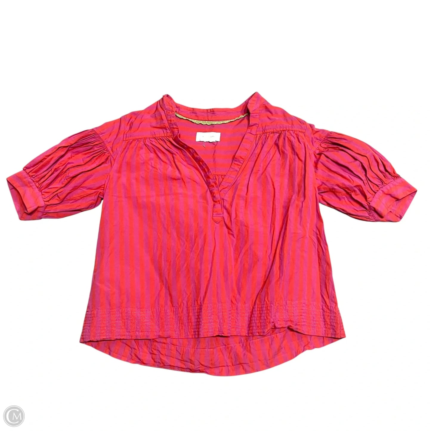 Top Short Sleeve By Anthropologie In Purple & Red, Size: S