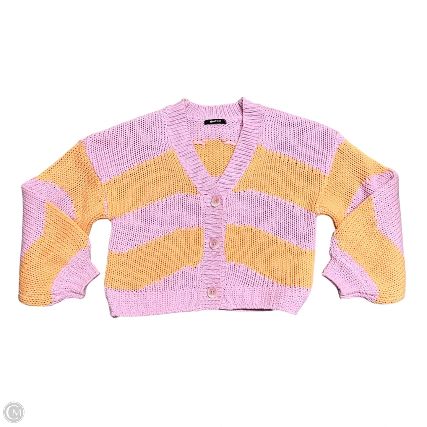 Sweater Cardigan By Ginatricot In Orange & Pink, Size: M