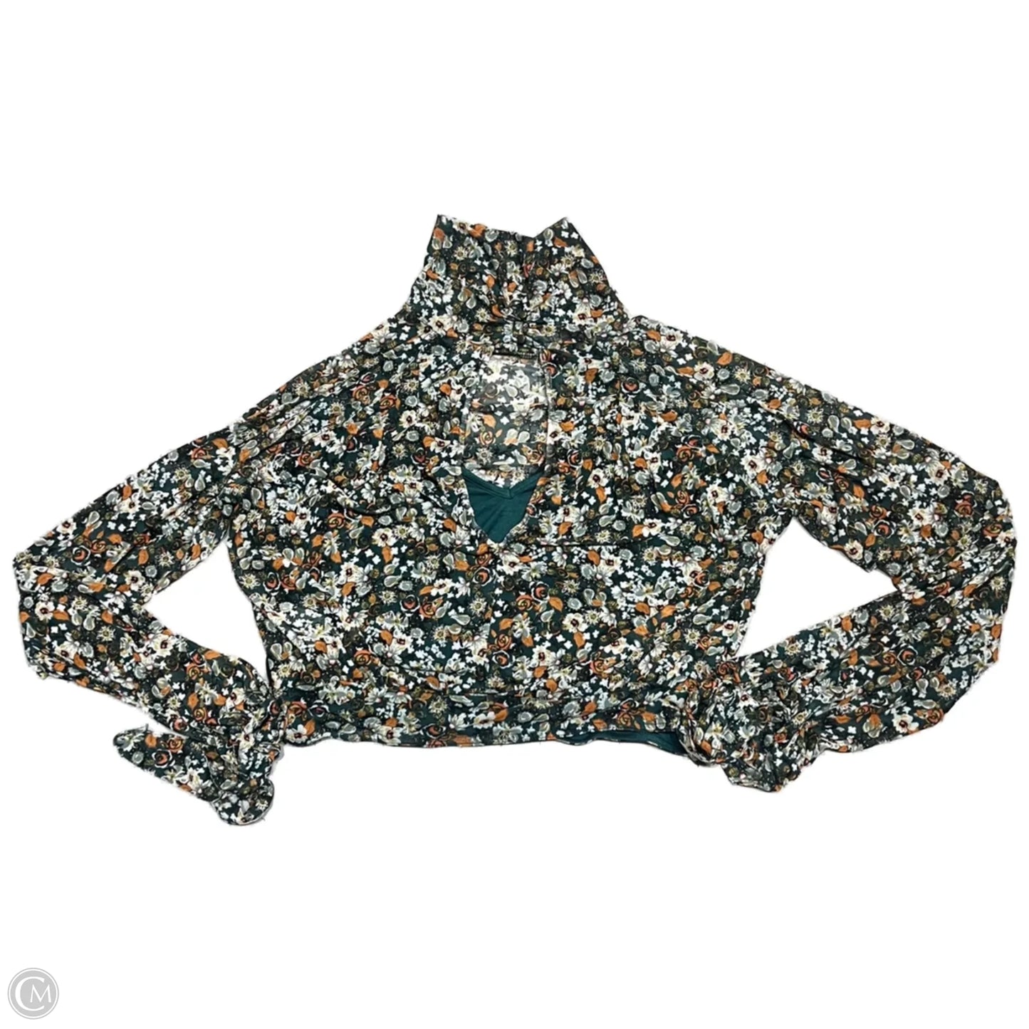 Top Long Sleeve By Free People In Green & Orange, Size: M
