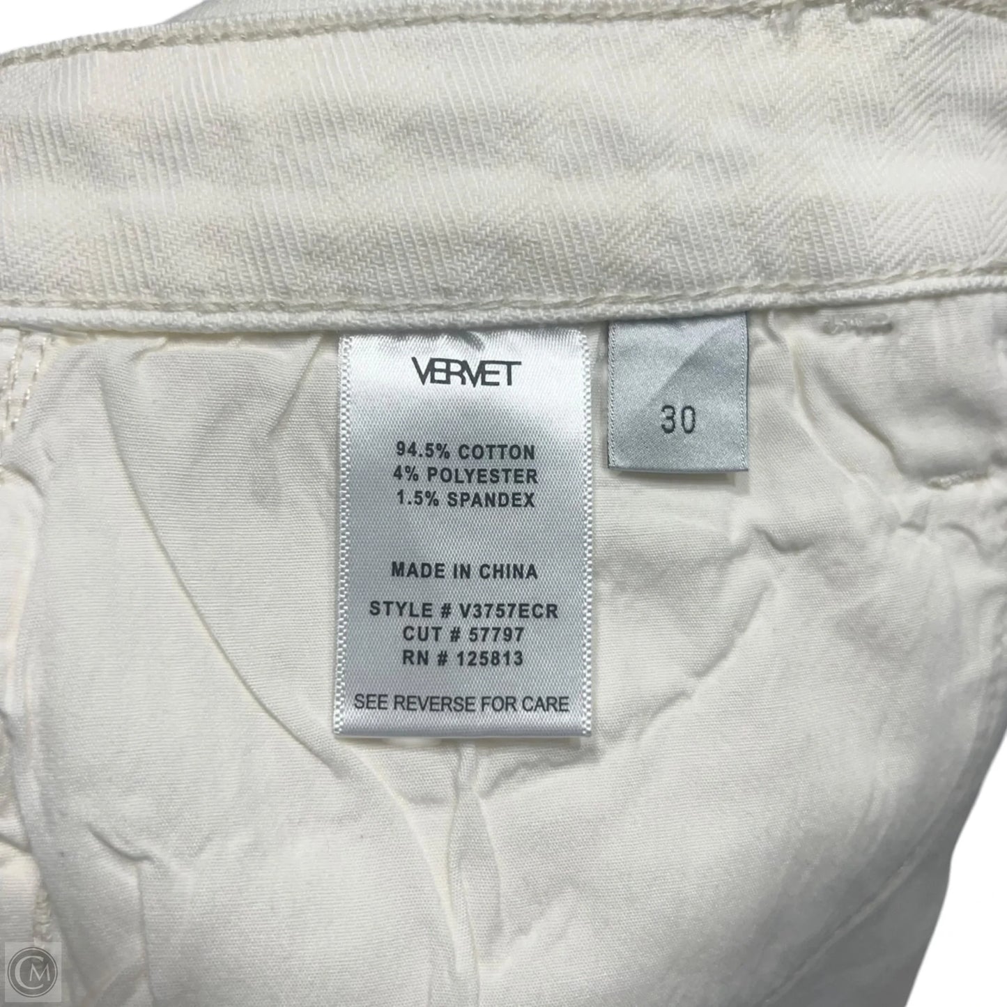 Jeans Straight By Vervet In Cream Denim, Size: 10