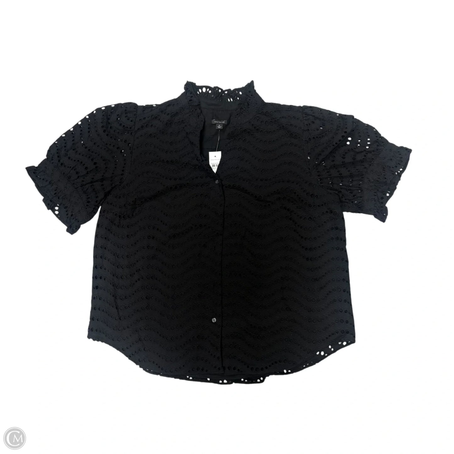 Top Short Sleeve By Ann Taylor In Black, Size: Xl