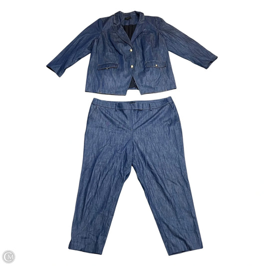 Pants Suit 2pc By Talbots In Blue Denim, Size: 24