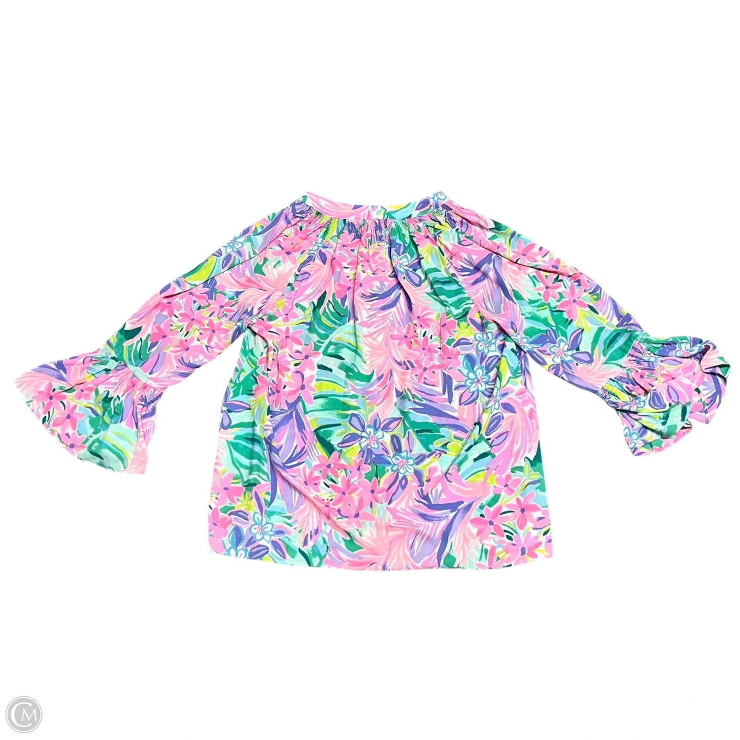 Top 3/4 Sleeve Designer By Lilly Pulitzer In Pink & Purple, Size: S
