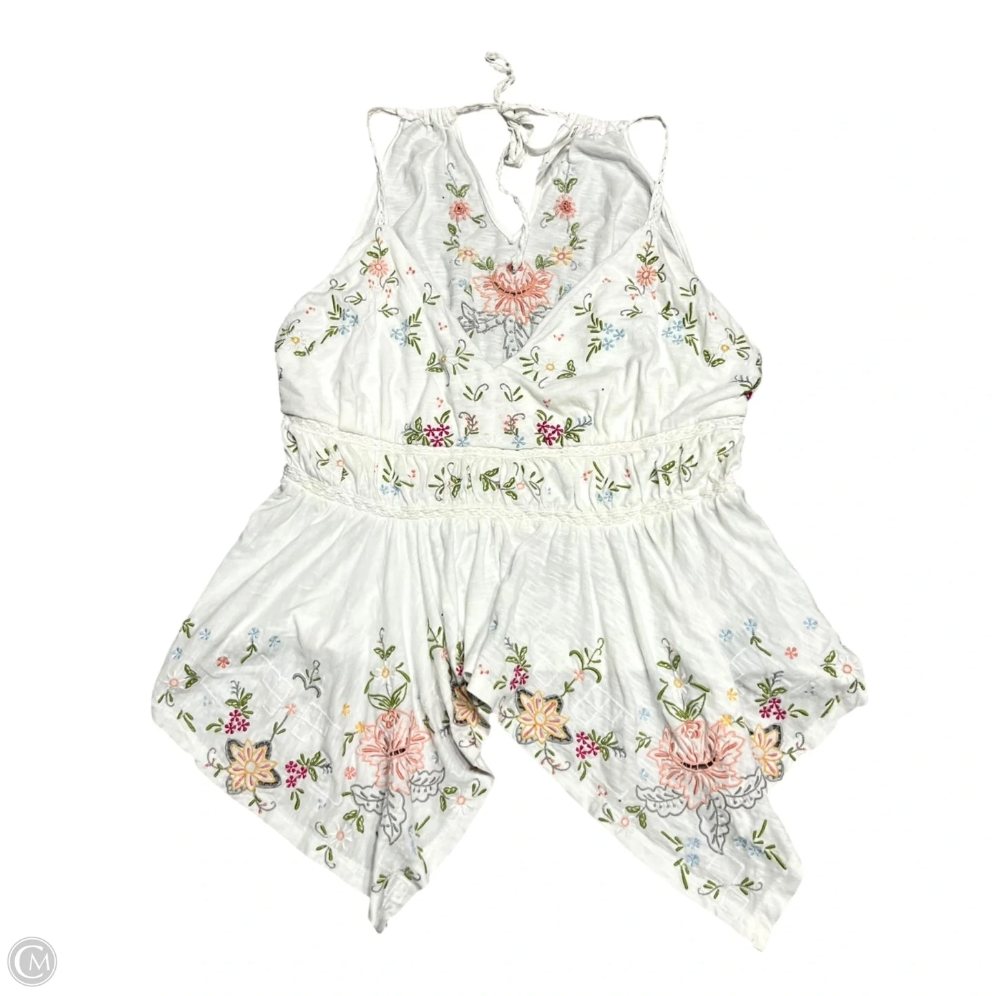 Top Sleeveless By Anthropologie In Green & White, Size: L