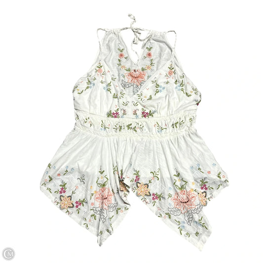 Top Sleeveless By Anthropologie In Green & White, Size: L