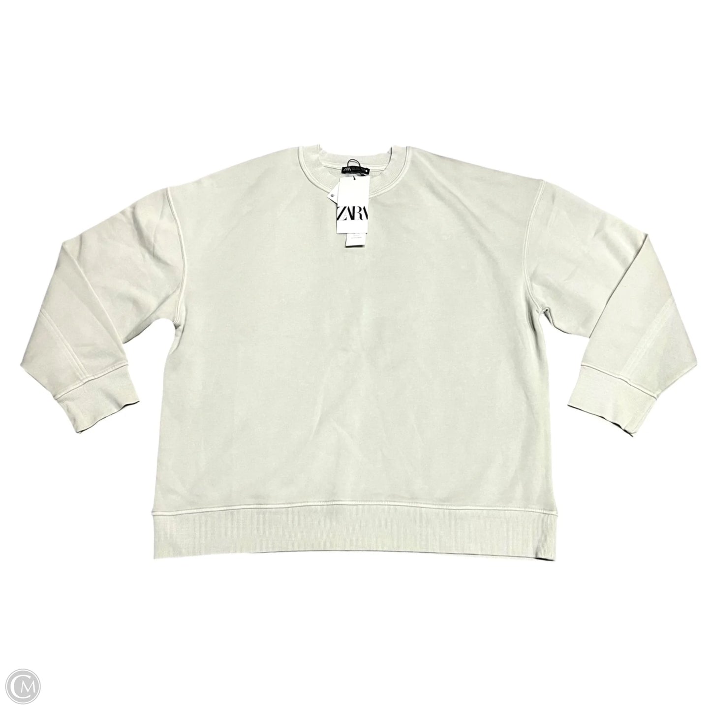 Sweatshirt Crewneck By Zara In Grey, Size: L