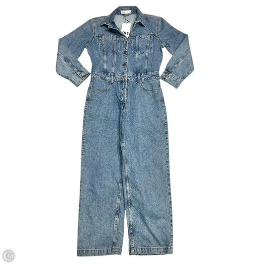 Jumpsuit By Zara In Blue Denim, Size: L