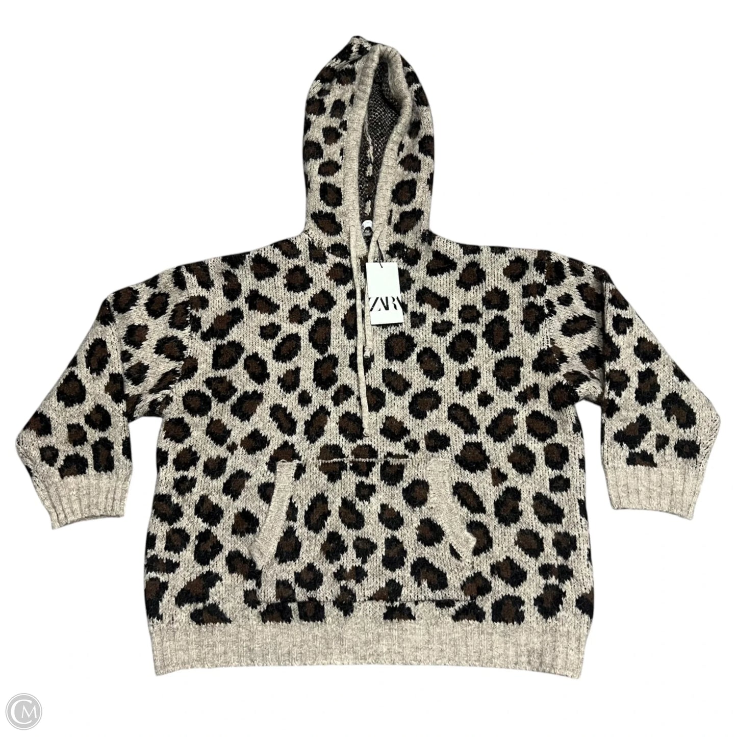 Sweatshirt Hoodie By Zara In Leopard Print, Size: L
