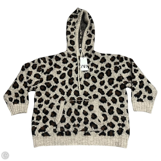 Sweatshirt Hoodie By Zara In Leopard Print, Size: L