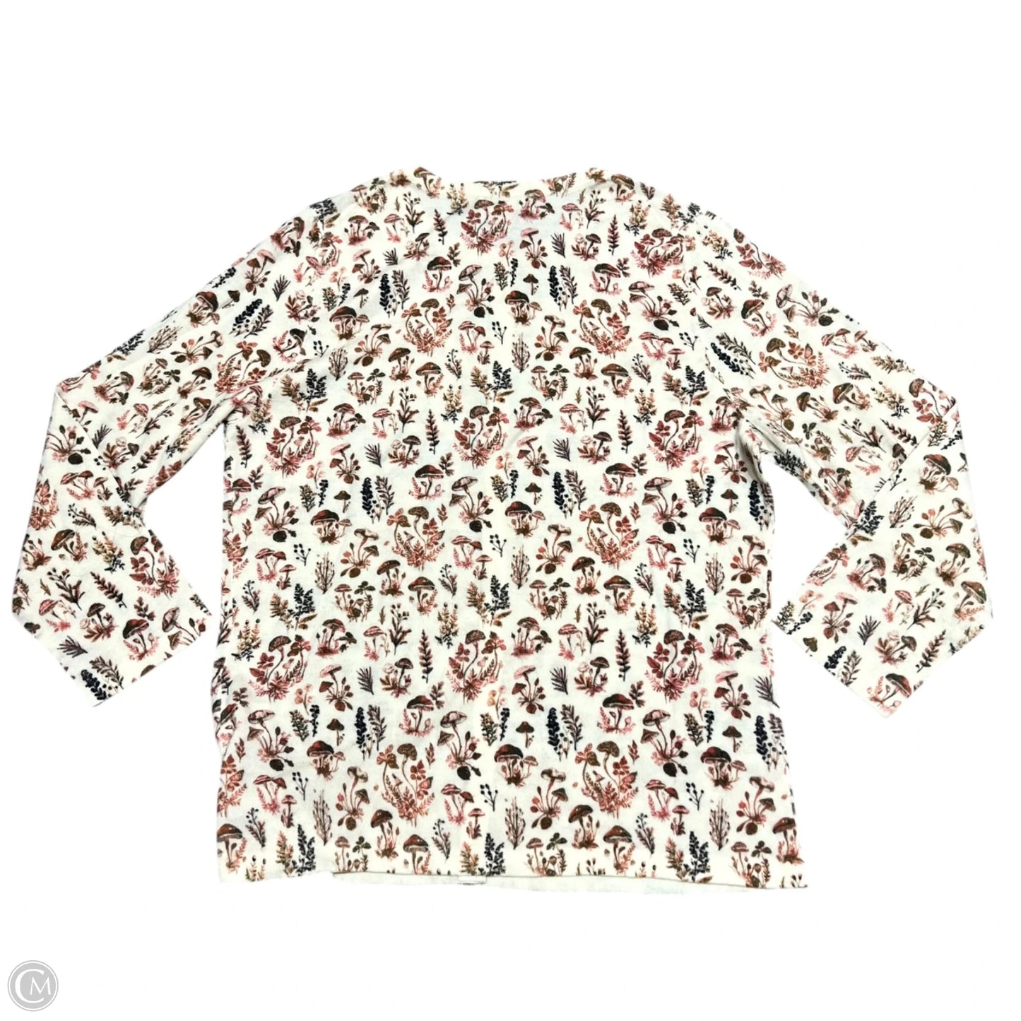 Cardigan By Garnet Hill In Cream & Red, Size: M