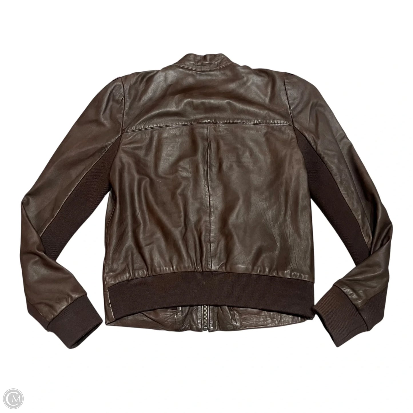 Jacket Leather By Hinge In Brown, Size: S