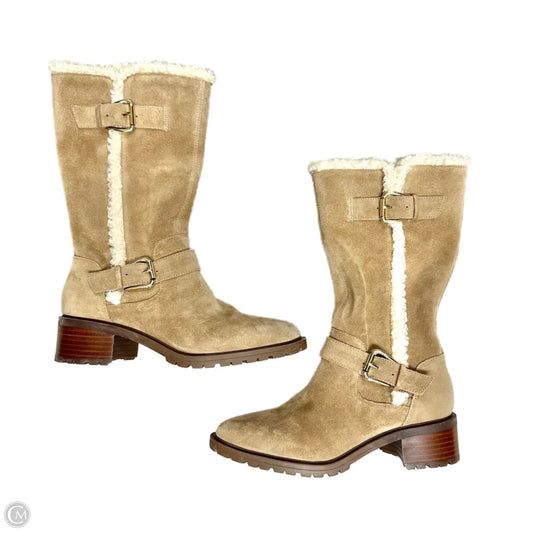 Boots Mid-calf Heels By Nordstrom In Brown & Cream, Size: 5