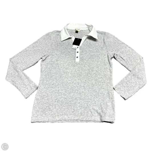 Top Long Sleeve By Magaschoni In Grey & White, Size: M