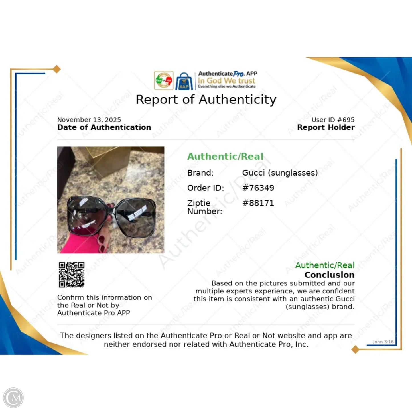 Sunglasses Luxury Designer By Gucci