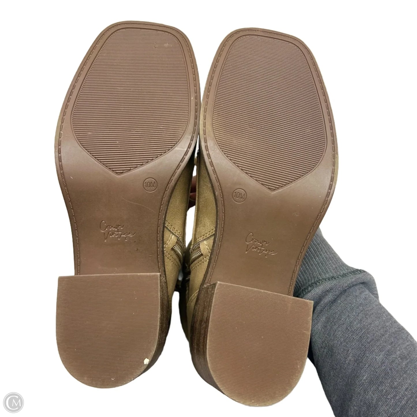 Boots Ankle Heels By Crown Vintage In Brown & Green, Size: 10