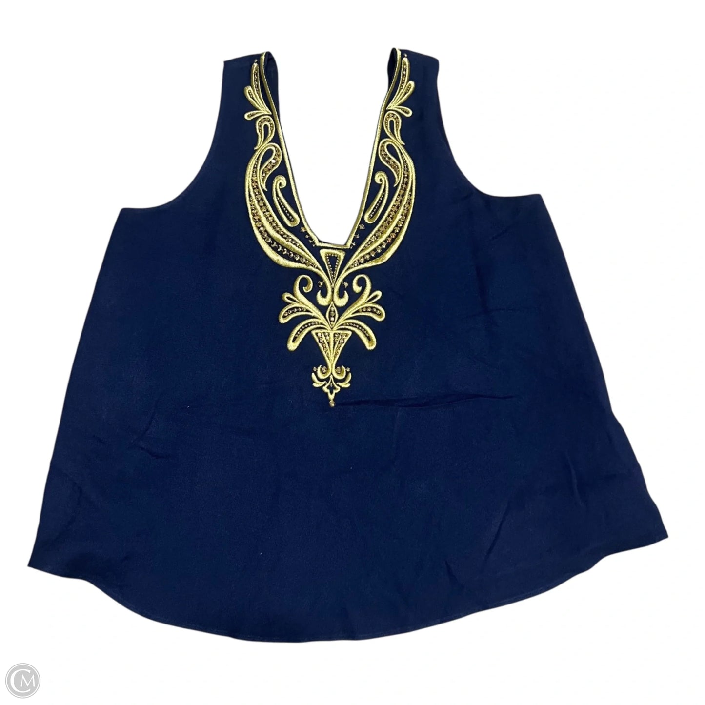Tank Top Designer By Lilly Pulitzer In Blue & Gold, Size: S