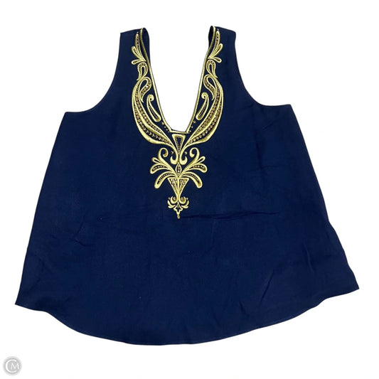 Tank Top Designer By Lilly Pulitzer In Blue & Gold, Size: S