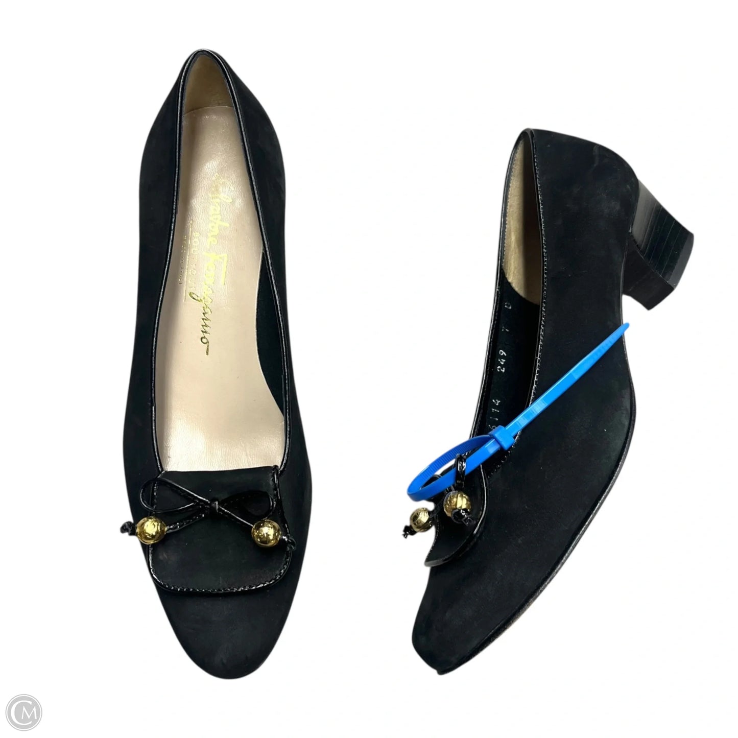 Shoes Luxury Designer By Salvatore Ferragamo In Black, Size: 7