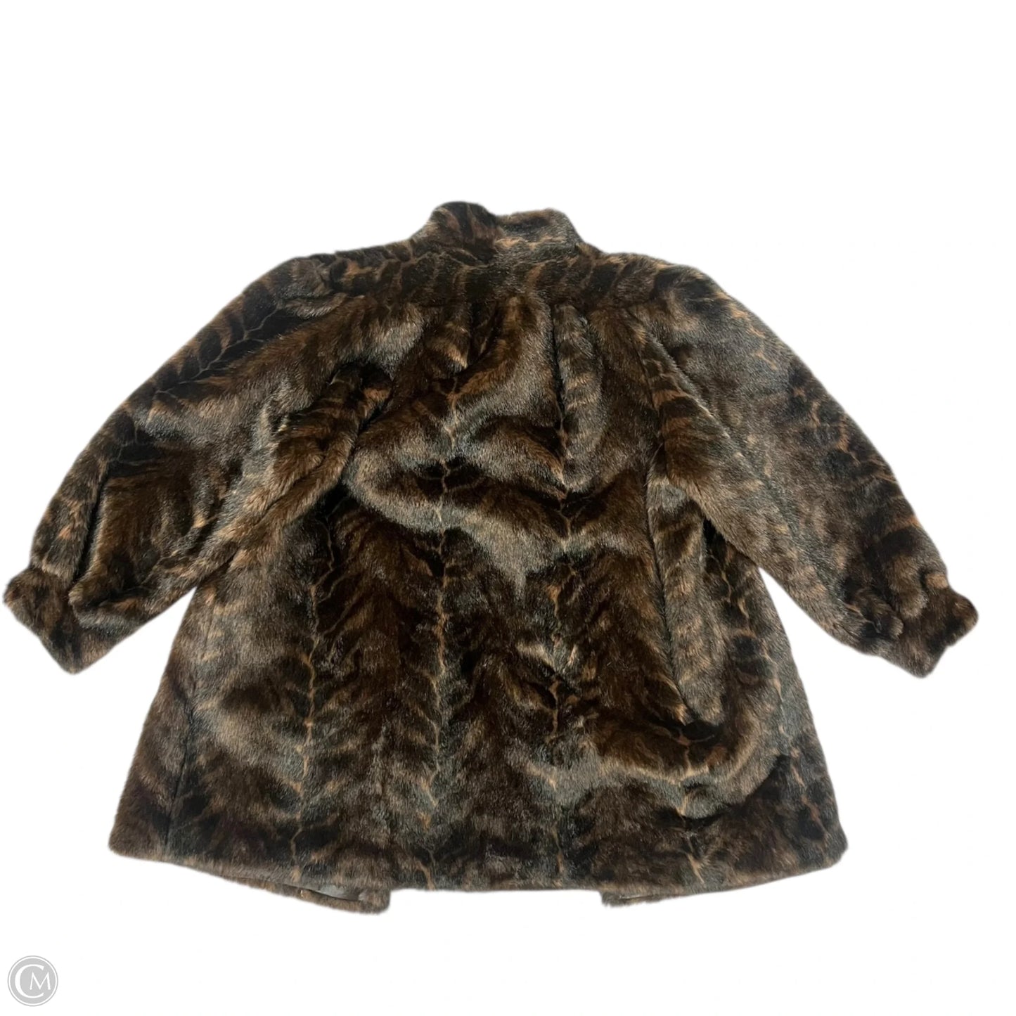 Coat Faux Fur & Sherpa By Hillmoor In Black & Brown, Size: L
