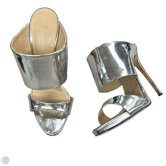 Sandals Designer By Giuseppe Zanotti In Silver, Size: 8.5