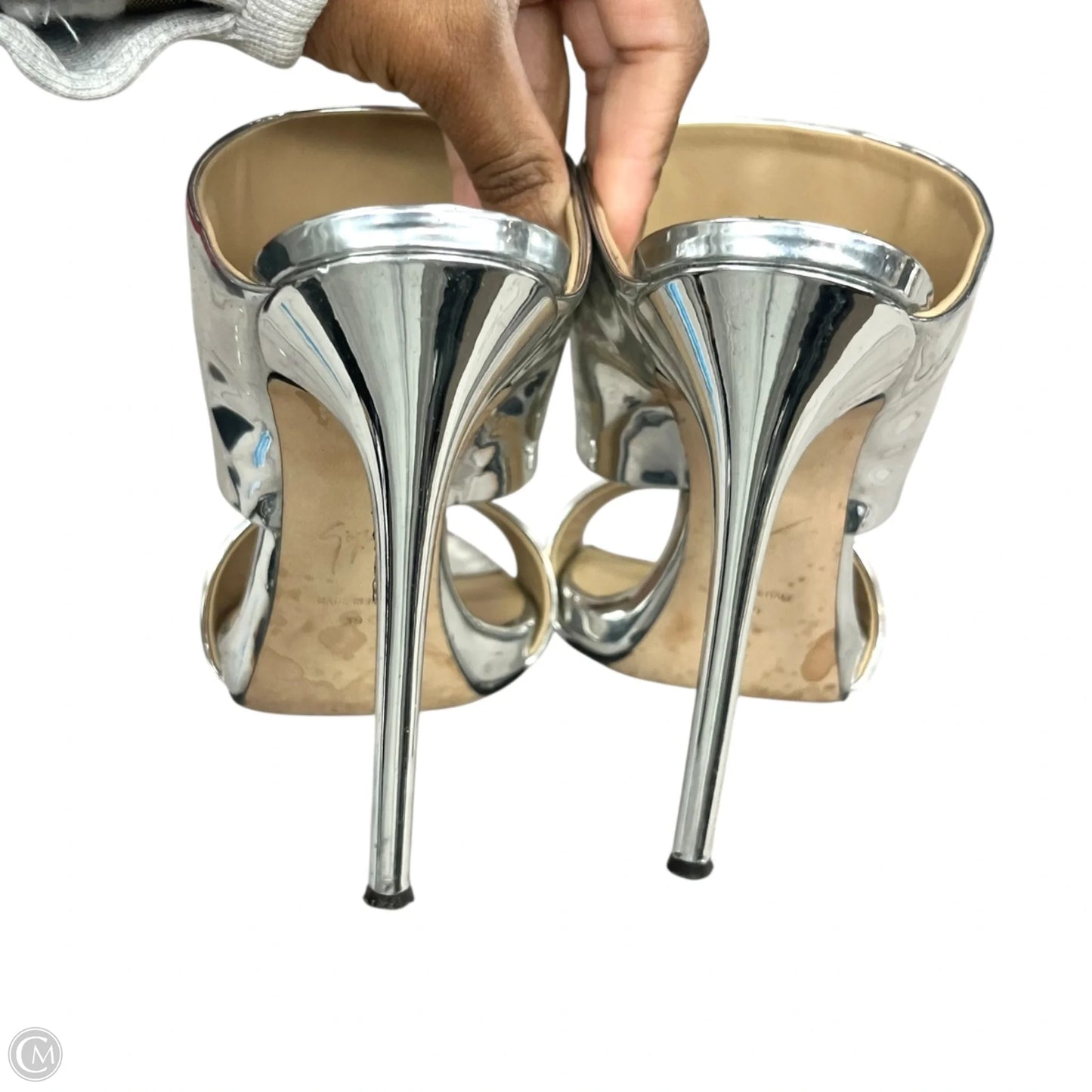 Sandals Designer By Giuseppe Zanotti In Silver, Size: 8.5