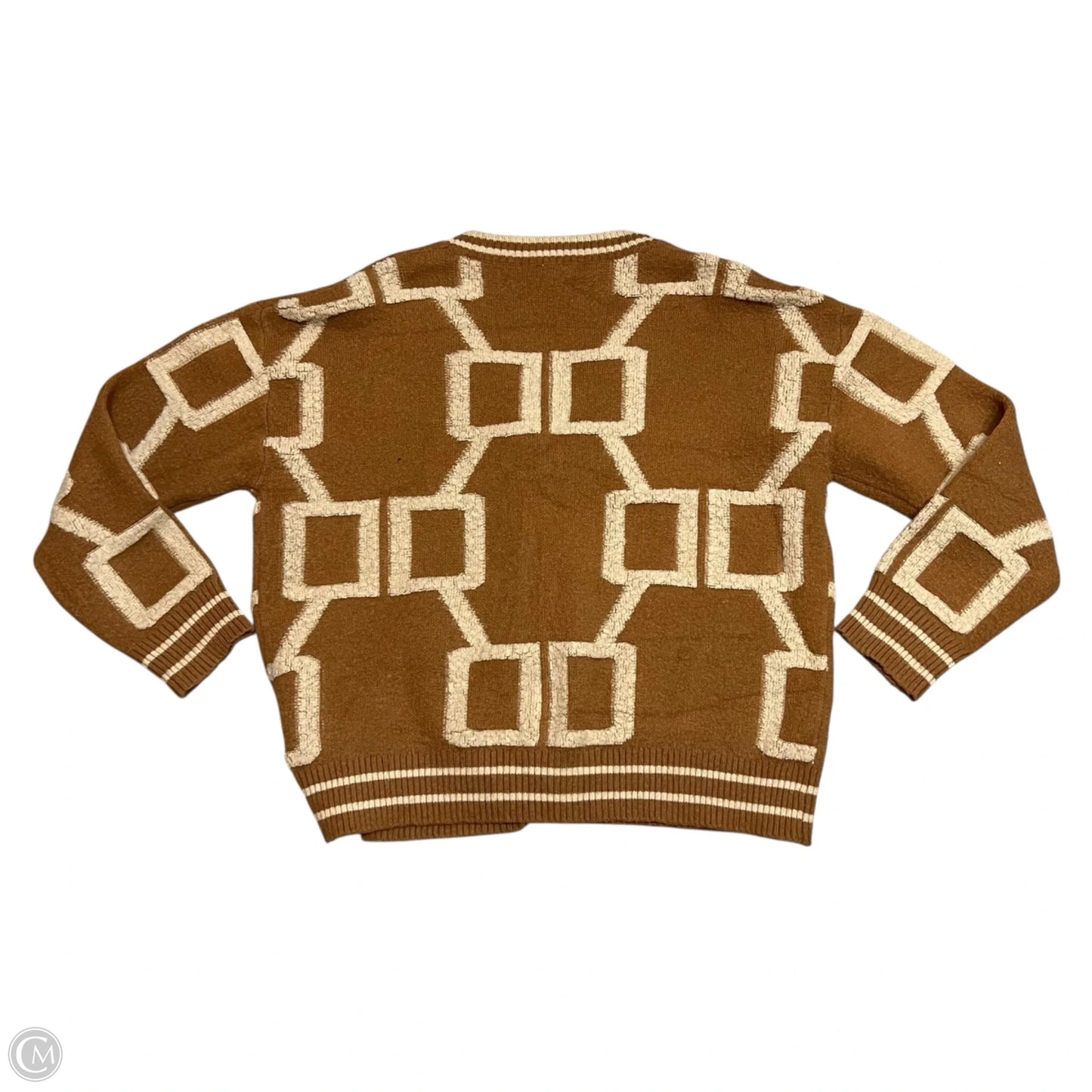 Sweater Cardigan By La Miel In Brown & Tan, Size: M
