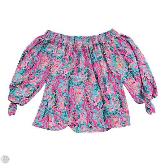 Top Long Sleeve Designer By Lilly Pulitzer In Blue & Pink, Size: S