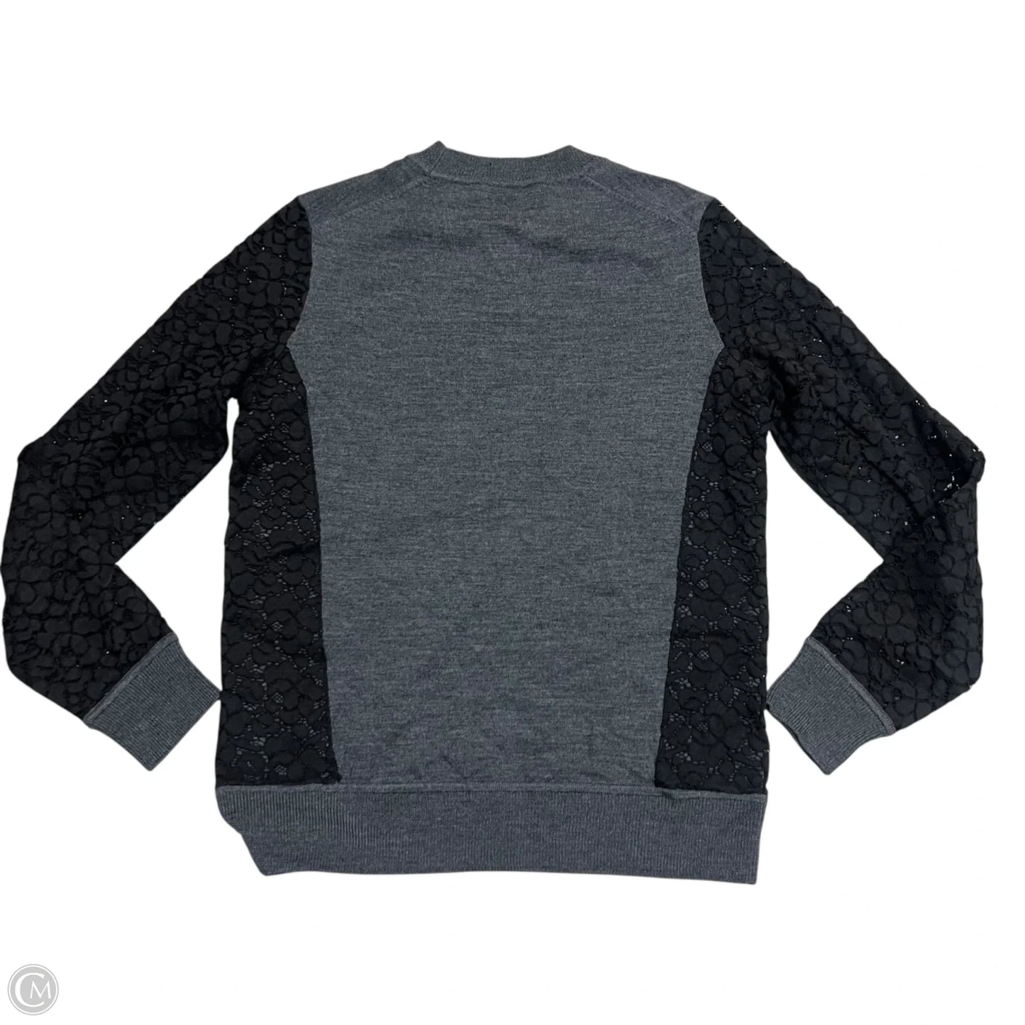 Top Long Sleeve Designer By Tory Burch In Black & Grey, Size: S