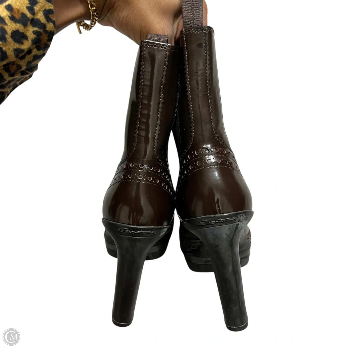 Boots Ankle Heels By Santoni In Brown, Size: 9.5