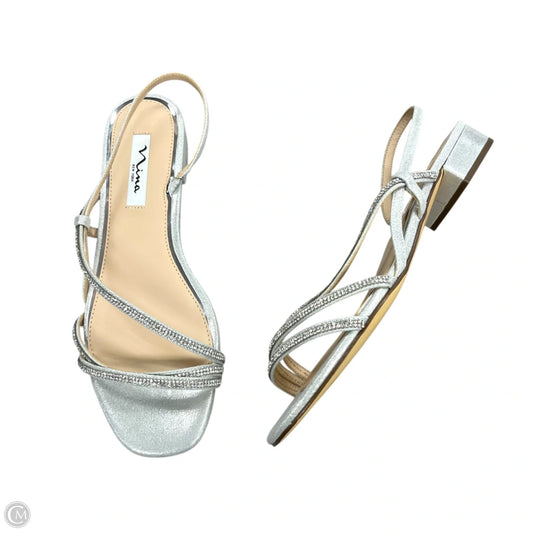 Sandals Heels Block By Nina In Silver, Size: 10