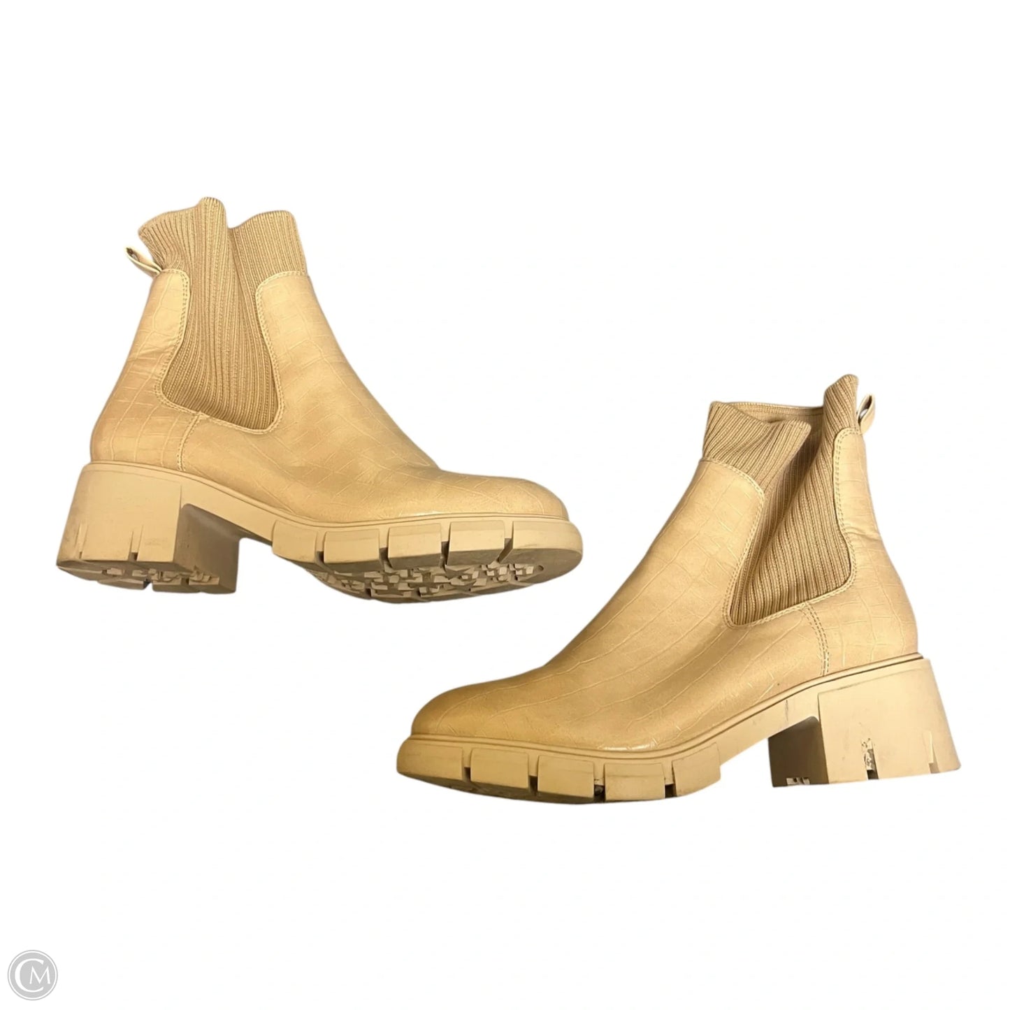 Boots Ankle Heels By Zby In Tan, Size: 8