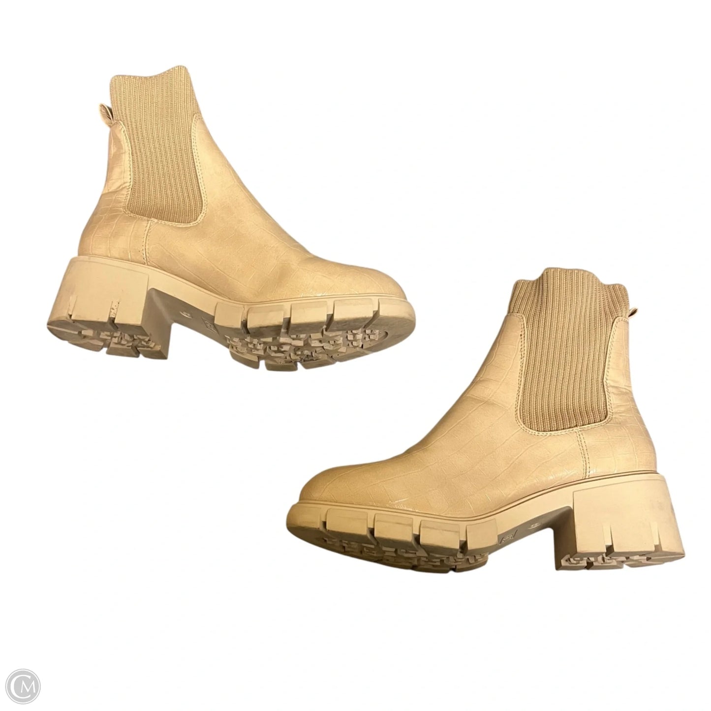 Boots Ankle Heels By Zby In Tan, Size: 8