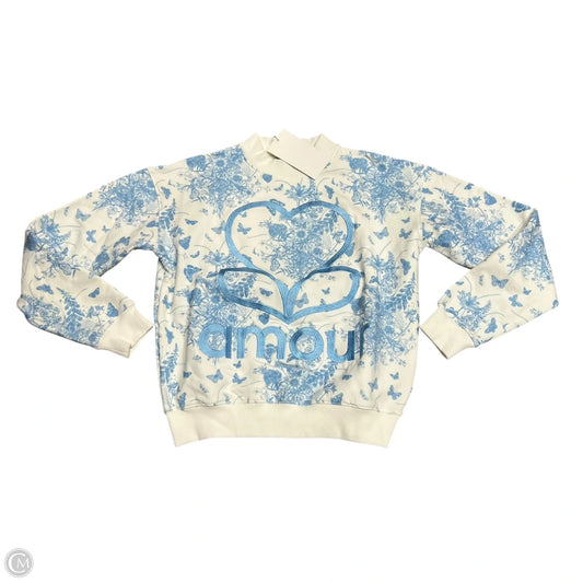Sweatshirt Crewneck By Ellandemm In Blue & Cream, Size: Xs