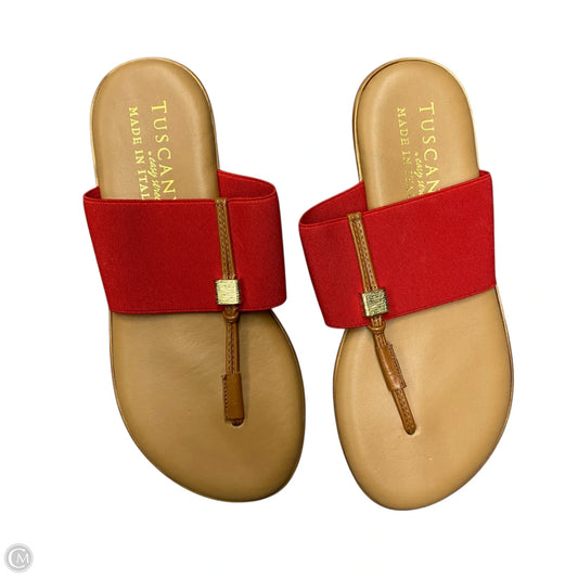 Sandals Heels Platform By Easy Street In Red & Tan, Size: 6