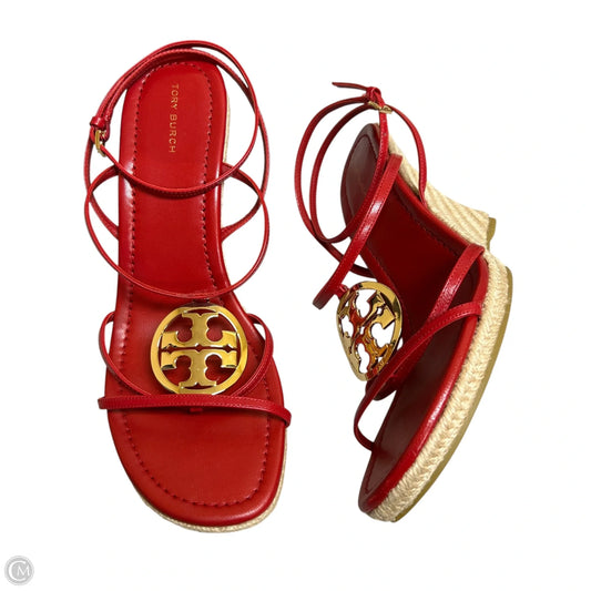 Shoes Designer By Tory Burch In Red & Tan, Size: 10