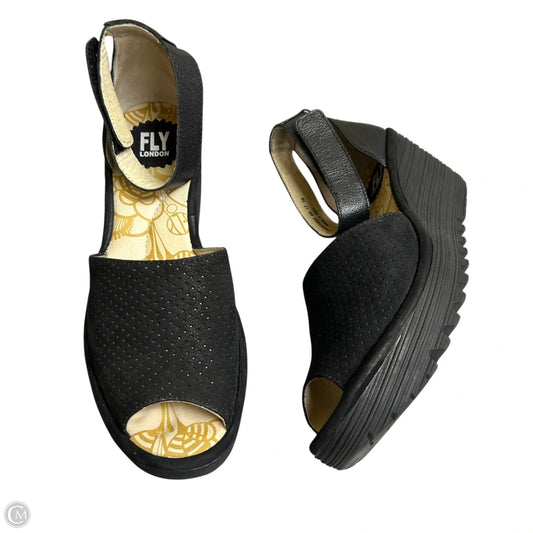 Sandals Heels Platform By Fly London In Black, Size: 8