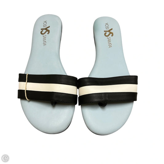 Sandals Flip Flops By Yosi Samra In Black & White, Size: 7
